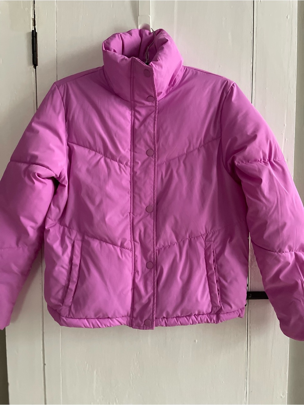 Womens Hot Pink Cropped Puffer Jacket Wild Fable XS